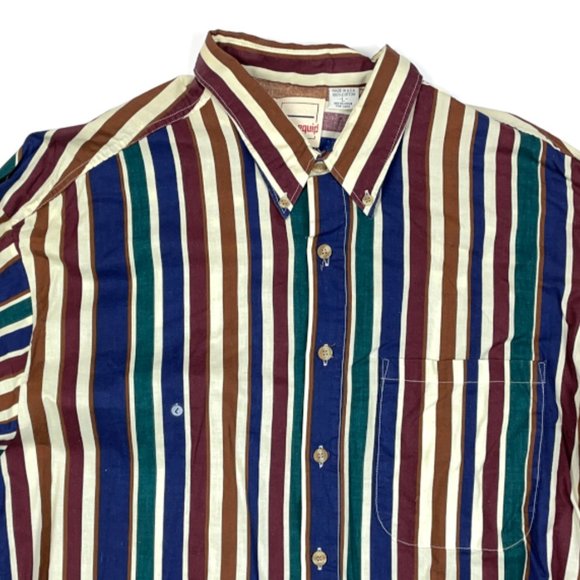 VTG 90s Colorful Stripes L/S Button-Front Shirt - Picture 3 of 6